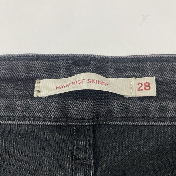 Levi’s High Rise Skinny Black/Gray Denim Jeans Size 28x30.5 Cotton Blend Stretch - Picture 4 of 9